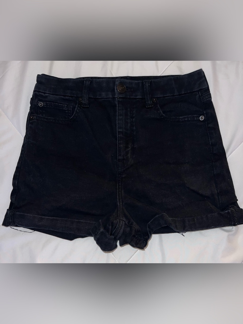 black denim shorts